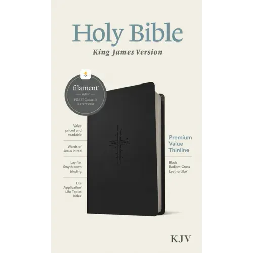 KJV Premium Value Thinline Bible, Filament Enabled (Leatherlike, Black Radiant Cross, Red Letter)
