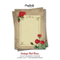 Vintage Red Roses Stationery Paper: Antique Letter Writing Paper for Home, Office, 25 Sheets (Border Paper Design)