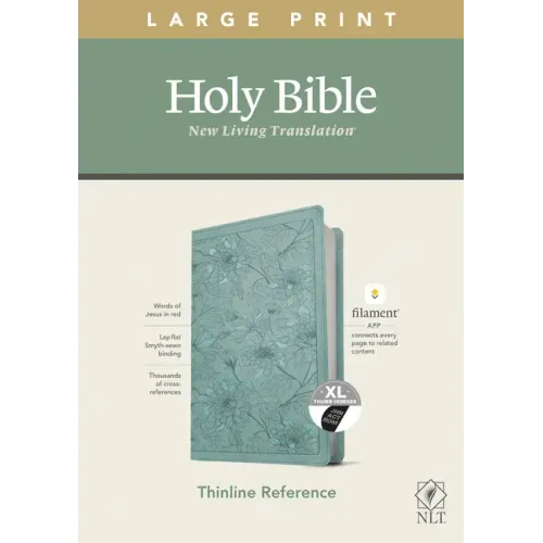 NLT Large Print Thinline Reference Bible, Filament Enabled Edition (Red Letter, Leatherlike, Floral/Teal, Indexed)