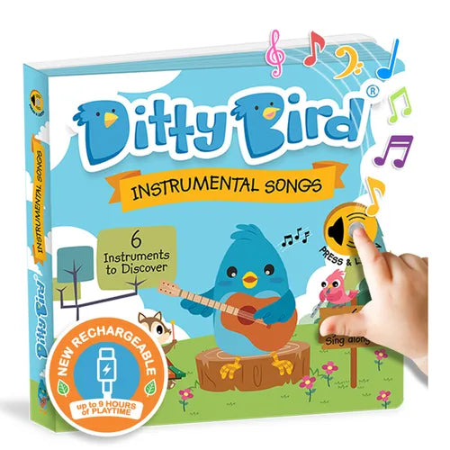 Ditty Bird Musical Instruments Interactive Musical Book for Toddlers 1- 3 Baby Sound Book Sing-Along Boardbook for Babies