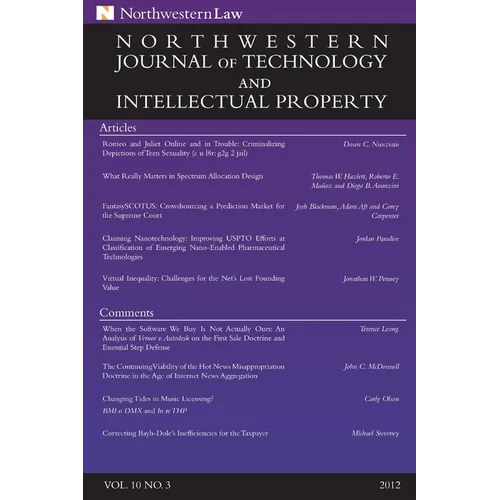 Northwestern Journal of Technology & Intellectual Property, Vol. 10.3