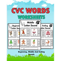 CVC Words Worksheets: CVC Words Workbook For Beginning, Middle And Ending Sounds, Phonics Worksheet Book