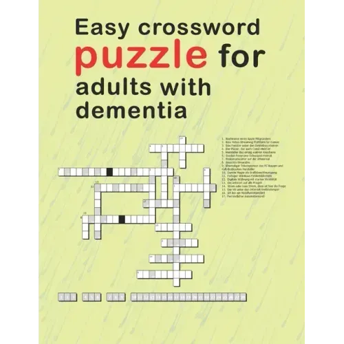 Easy Crossword Puzzles For Adults With dementia: relaxing activity books for adults the big activity book for anxious people, Includes Relaxing Memory