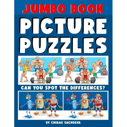 Jumbo Book of Picture Puzzles: Picture Puzzle Spot the Differences Book for Kids & Adults, 50 Beautiful Cartoon Puzzles of Artworks with Solution - F