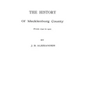 History of Mecklenburg County [Nc]