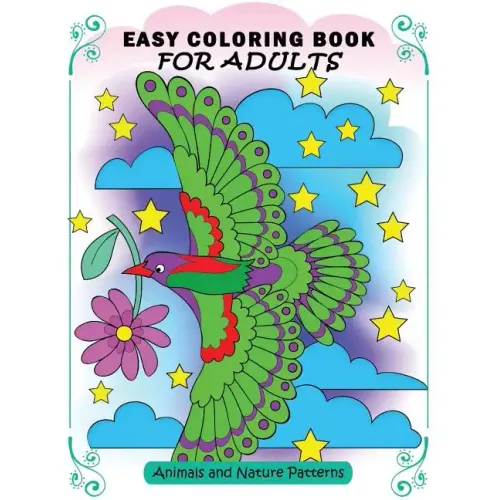Easy Coloring Book for Adults: Colorful Nature Flowers and Animals for Senior