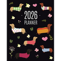 Dachshund Planner 2026: Funny Dog Monthly Agenda January-December Organizer (12 Months) Cute Puppy Scheduler with Flowers & Pretty Pink Hearts