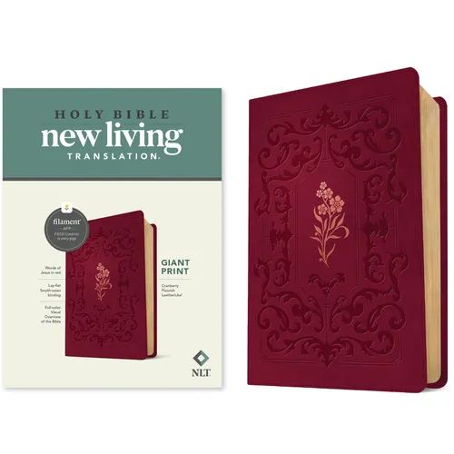 NLT Giant Print Bible, Filament Enabled (Leatherlike, Cranberry Flourish, Red Letter)