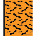 Notebook: Bat Composition Notebook with Orange and Black Halloween Theme- 7.5 x 9.25-110 Pages-Wide-Ruled- Perfect Gift for Hall