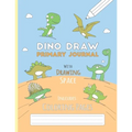 Dino Draw: Primary Journal K-2 Half Page Ruled with Dotted Middle Line and Picture Space - Grades K-2 - Cute Dino Draw Blue Paper