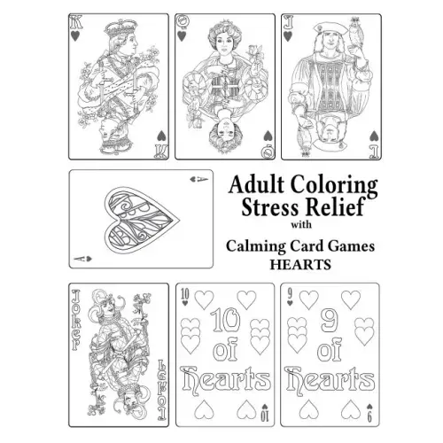 Adult Coloring Stress Relief with Calming Card Games: Hearts