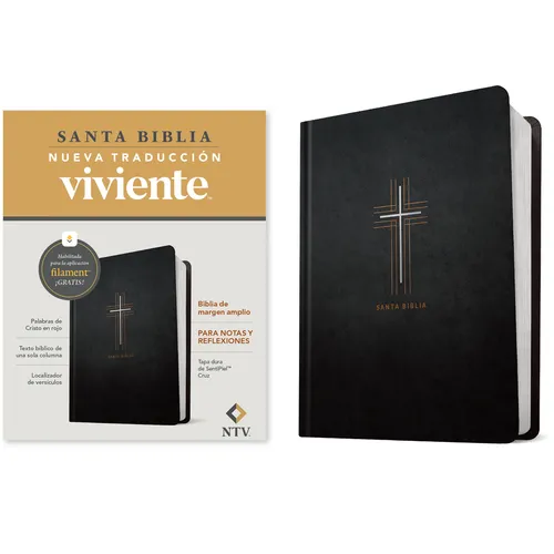 Biblia de Margen Amplio Ntv Con Filament (Tapa Dura de Sentipiel, Cruz, Letra Roja)