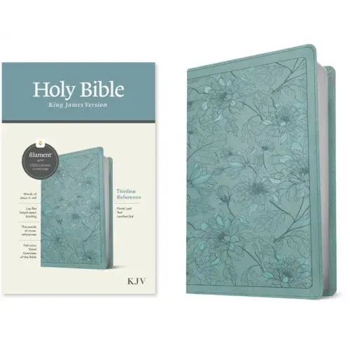 KJV Thinline Reference Bible, Filament Enabled (Leatherlike, Floral Leaf Teal, Red Letter)