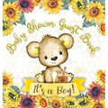 It's a Boy: Baby Shower Guest Book with Teddy Bear and Sunflower Theme, Memory Book with Wishes, Advice, and Gift Tracking for a Baby Boy - Perfect fo