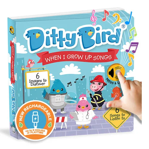 Ditty Bird When I Grow Up Songs Interactive Musical Sound Book for Toddlers 1- 3 Early Learning Toy with Sounds I Am a Firefigher