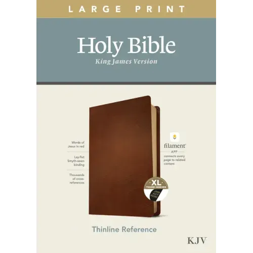 KJV Large Print Thinline Reference Bible, Filament Enabled Edition (Red Letter, Genuine Leather, Brown, Indexed)