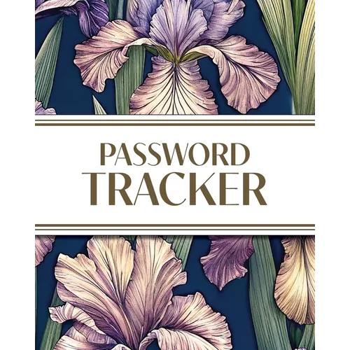 XL Large Print Password Tracker (Purple Irises on Navy): 8"x10" 450+ Alphabetical Password Logbook for Easy Organization; Perfect for Seniors with its