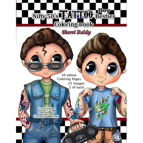 Nifty 50's Tattoo Boy Besties Coloring Book by Sherri Baldy