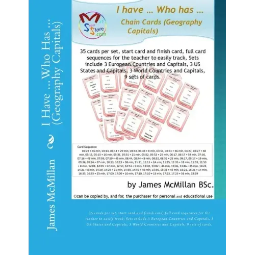 I Have ... Who Has ... (Geography Capitals): 35 cards per set, start card and finish card, full card sequences for the teacher to easily track, Sets i