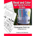 Read and Color Sight Words Practice 53 Hats: Kindergarten Dolch List CCSS.RF.K.3.C