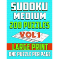 Sudoku Medium 200 Puzzles -Large print-One Puzzle Per Page: Brain Game for Intermediate Level (vol1)