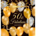 50th Birthday Guest Book: Keepsake Memory Journal for Men and Women Turning 50 - Hardback with Black and Gold Themed Decorations & Supplies, Personali