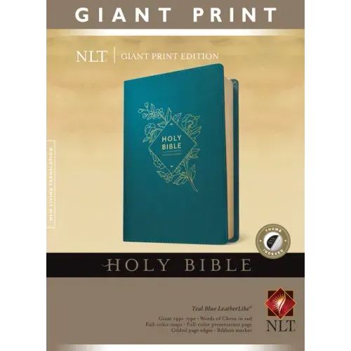 Holy Bible, Giant Print NLT (Red Letter, Leatherlike, Teal Blue, Indexed)