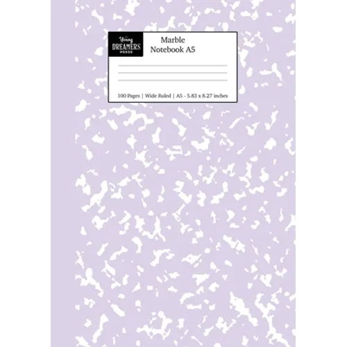 Marble Notebook A5: Lilac Purple Marble Wide Ruled Journal
