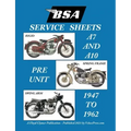 BSA A7 - A10 'Service Sheets' 1947-1962 for All Rigid, Spring Frame and Swing Arm Group 'a' Motorcycles