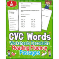 CVC Words Worksheets Decodable Reading Fluency Passages for GRAD K to 1st: Enhance GRAD K to 1st reading skills with engaging CVC words worksheets and