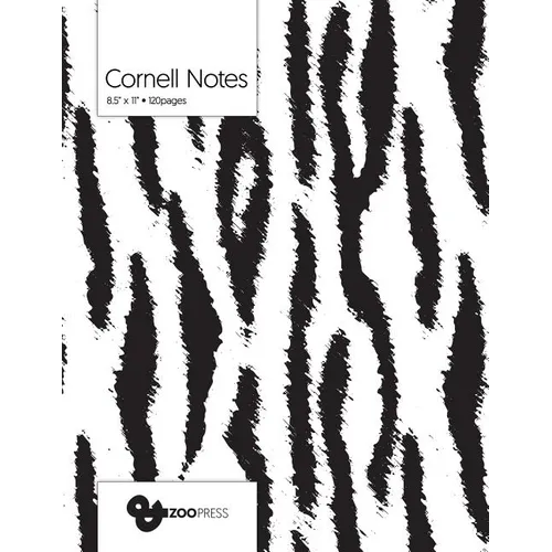 Cornell Notes: B&W Tiger Pattern Cover - Best Note Taking System for Students, Writers, Conferences. Cornell Notes Notebook. Large 8.