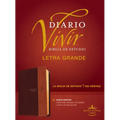 Biblia de Estudio del Diario Vivir Rvr60, Letra Grande (Letra Roja, Sentipiel, Café/Café Claro)