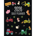Farm Planner 2026: Cool Daily Agenda for 2026 Scheduler With Tractors & Funny Farm Animals (12 Months) Organizer with Cow, Sheep, Horse, Pig, Llama, F