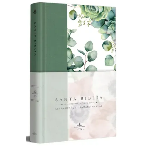 Biblia Rvr 1960 Letra Grande Tapa Dura Y Tela Verde Con Flores Tamaño Manual / Bible Rvr 1960 Handy Size Large Print Hardcover Cloth with Green Floral