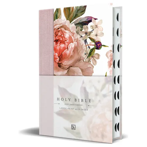 KJV Holy Bible, Large Print Medium Format, Pink Cloth Hardcover W/Thumb Index and Ribbon Marker, Red Letter