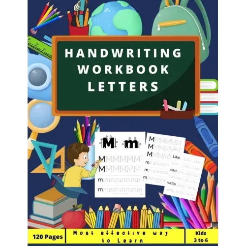 Handwriting Workbook LETTERS: Preschool, Kindergarten, Pre K writing paper with lines, suitable for kids ages 3 to 6, handwriting upper&lowercase tr