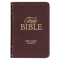 KJV Holy Bible, Mini Pocket Size, Faux Leather Red Letter Edition - Ribbon Marker, King James Version, Burgundy