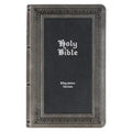 KJV Holy Bible, Giant Print Standard Size Faux Leather Red Letter Edition - Thumb Index & Ribbon Marker, King James Version, Gray/Black