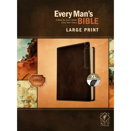 Every Man's Bible Nlt, Large Print, Deluxe Explorer Edition (Leatherlike, Rustic Brown, Indexed)