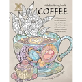 Coloring book zen. Adult coloring book coffee skilfully pictured in everyday situations. Stacked coffee cups, coffee at the computer, coffee and ... A
