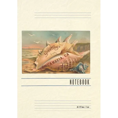 Vintage Lined Notebook Conch Shell Greetings from Cambria