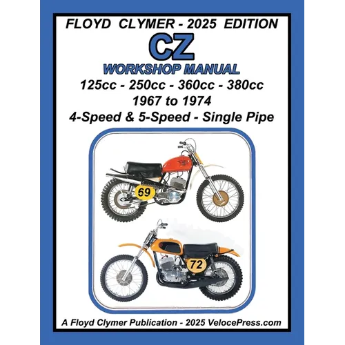 CZ 125cc - 250cc - 360cc - 380cc WORKSHOP MANUAL 1967-1974 SINGLE EXHAUST