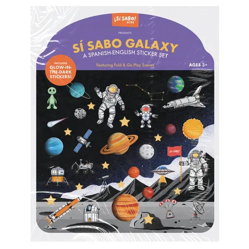 Space Sticker Book: Reusable Puffy Sticker Activity Book for Kids: With 30+ Glow-In-The-Dark Stickers, 2 Fold-Out Play & Go Scenes, and Travel Handles