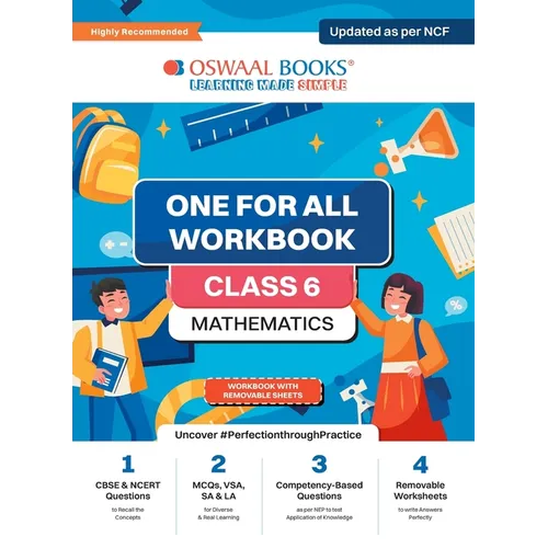 Oswaal NCERT & CBSE One For All Workbook Mathematics Class 6 Updated As Per NCF MCQ's VSA SA LA For Latest Exam
