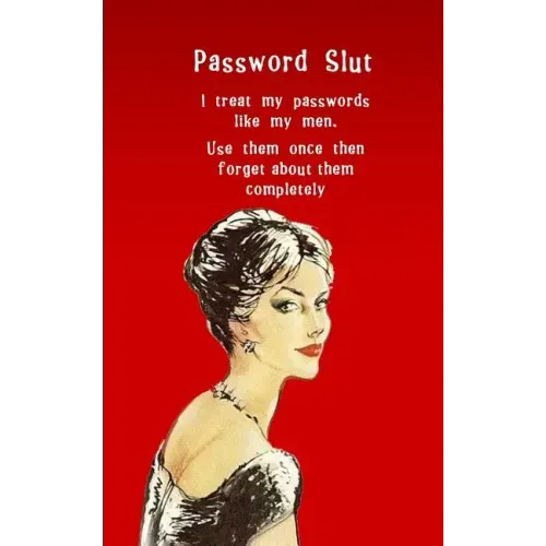 Password Slut: Internet security password with 312 sections for internet passwords for addresses and usernames, humorous cover A-Z index