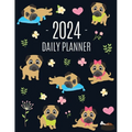 Pug Planner 2024: Funny Tiny Dog Monthly Agenda January-December Organizer (12 Months) Cute Canine Puppy Pet Scheduler with Flowers & Pretty Pink Hear