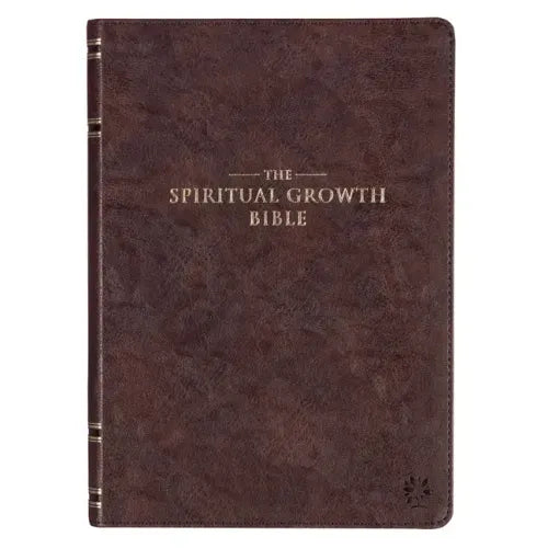 The Spiritual Growth Bible, Study Bible, NLT - New Living Translation Holy Bible, Faux Leather, Walnut Brown