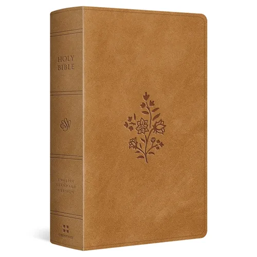 ESV Large Print Personal Size Bible, Red Letter (Trutone, Nubuck Caramel, Wildflower Design)