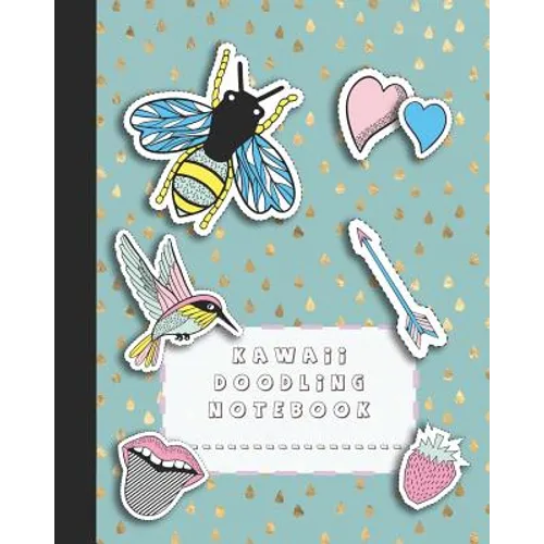 Kawaii doodling notebook: A large composition notebooks with colouring pages for the school dreamer who likes to doodle whilst studying - Turquoise an