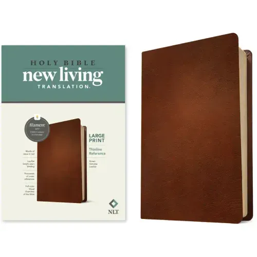 NLT Large Print Thinline Reference Bible, Filament Enabled (Genuine Leather, Brown, Red Letter)
